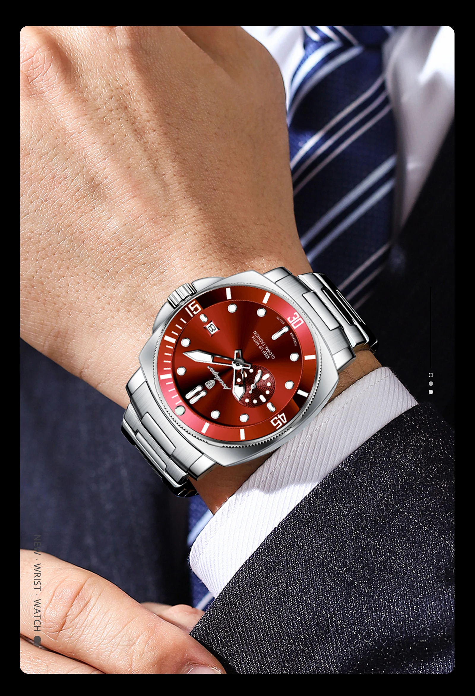 POEDAGAR Luxus Trendy Männer Uhr Wasserdicht Leucht Datum Edelstahl Männliche Uhr Quarz Business Sport herren Uhren Reloj – Detail 6
