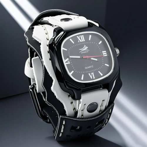 Nuevo reloj para hombre, reloj cuadrado con esfera grande, Punk, deportivo, costura hecha a mano, correa de cuero genuino, reloj de cuarzo, pulsera ancha, brazaletes