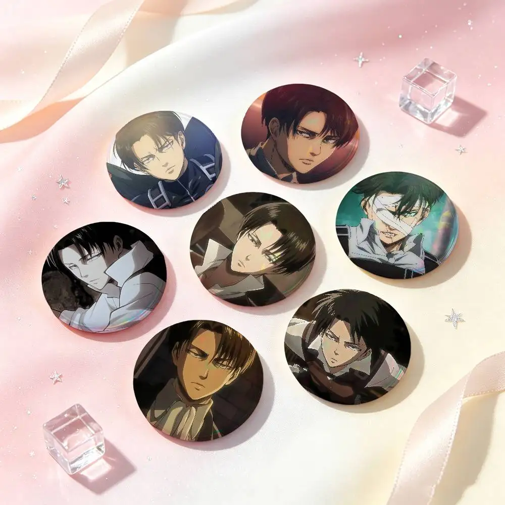 Levi Ackerman Anime Character Badges 25 32 44 58 75 Mm Round Cosplay Pin Bag Decor Fans Collect Friends Gifts Brooch Souvenir