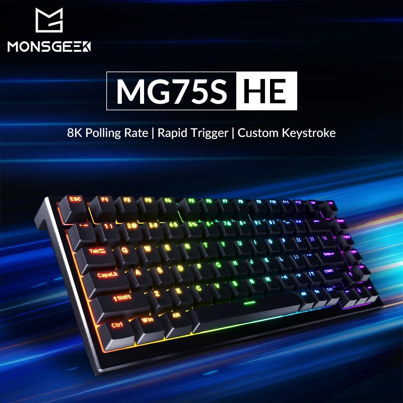 Akko MonsGeek MG75S HE Rapid Trigger Wired Gaming Keyboard Black Shine-through Keycaps RGB Magnetic Switch 8000Hz Polling Rate