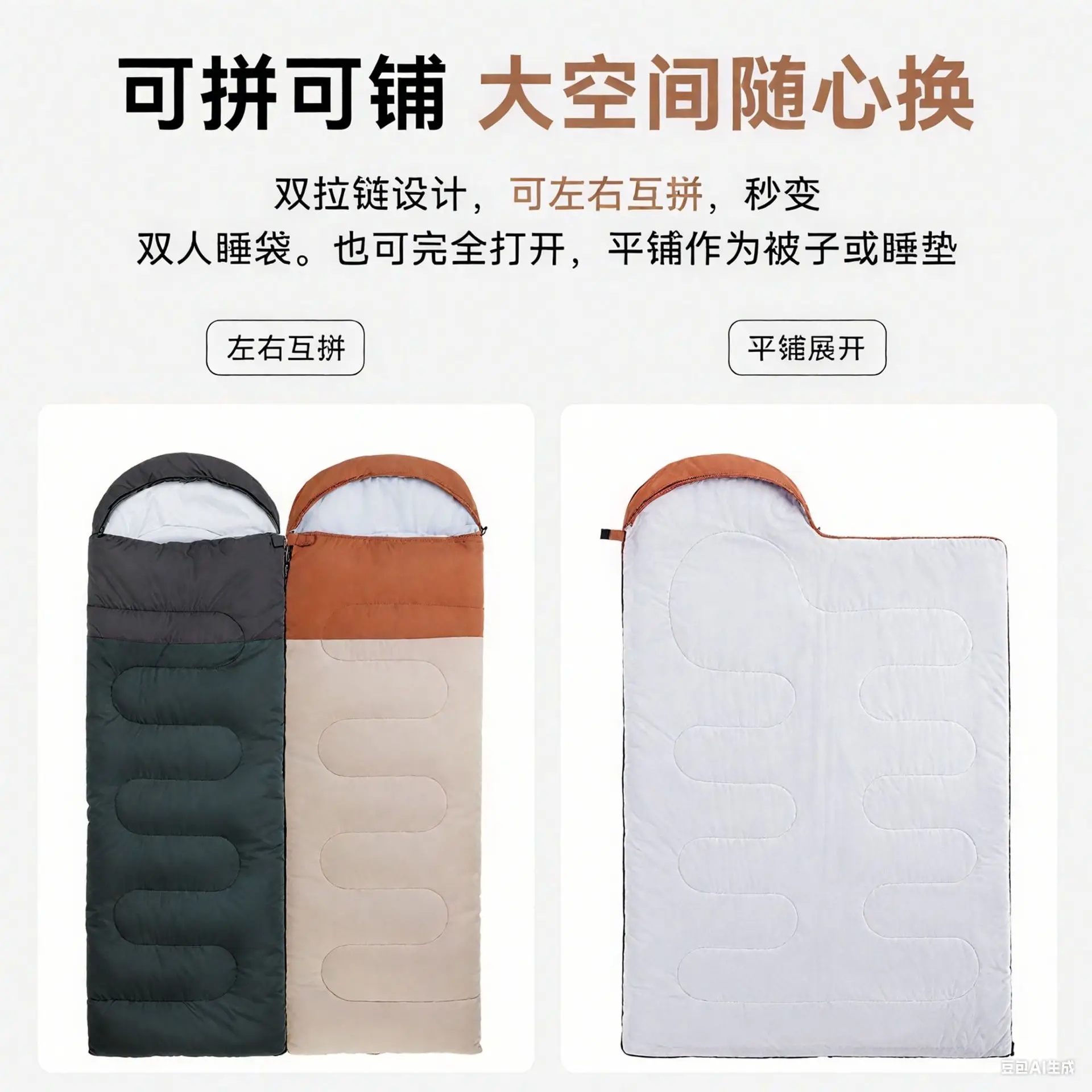 New Four Seasons Sleeping Bag Adult Outdoor Camping Splicing Single Double Indoor Lunch Break Hotel Dirty Four Seasons Universal
