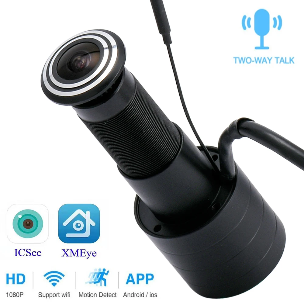 1080P Bezpieczeństwo Bezprzewodowy otwór do drzwi Kamera IP Brama Podwórko Inteligentna szafka Szerokokątny obiektyw typu rybie oko Mini wizjer CCTV HD P2P Onvif