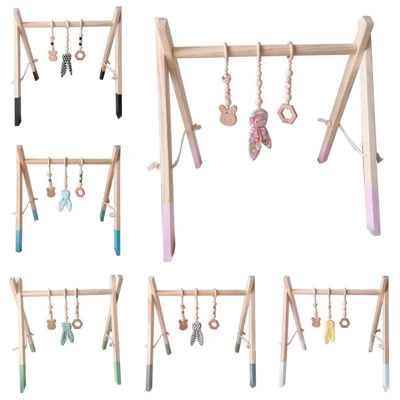 J15U 1 مجموعة الشمال الكرتون الطفل خشبية أرنب الأذن اللعب قلادة الصالة الرياضية اللياقة البدنية الرف أطقم