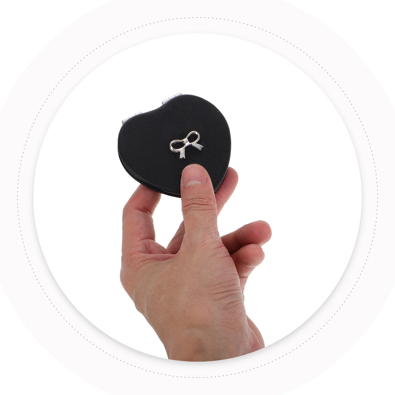 مرآة مكياج صغيرة على شكل قلب، مرآة جيب مدمجة قابلة للطي على الوجهين، محمولة لتزيين القوس اللطيف أثناء السفر #2