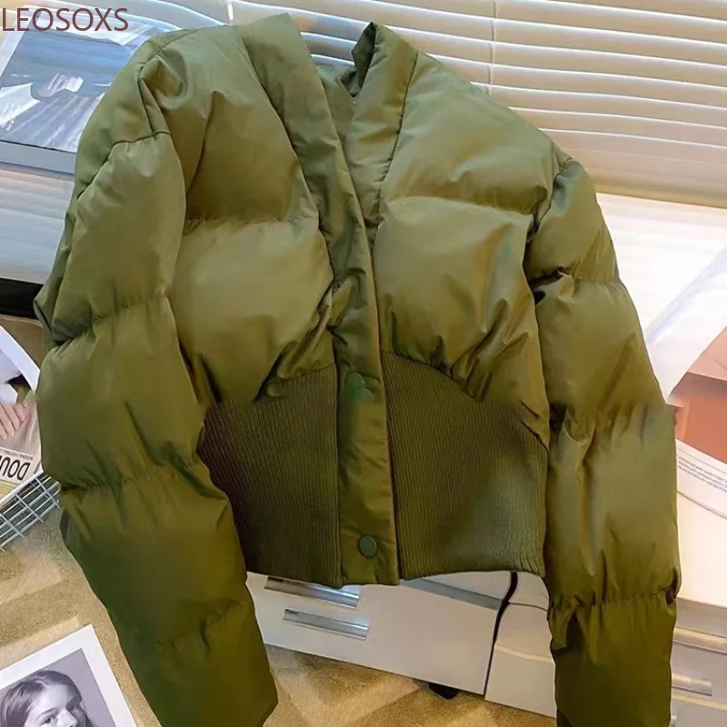 

Y2K Autumn Winter New Style Street Design Small Size Cotton Jacket Waist Inward Warm Versatile Splicing Fashionable Korean Style