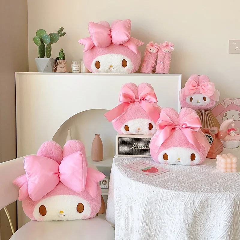Kawaii minha melodia plushies travesseiro macio encosto de cabeça cinto de segurança capa almofada traseira do carro recheado anime fofinho brinquedo de pelúcia presentes menina