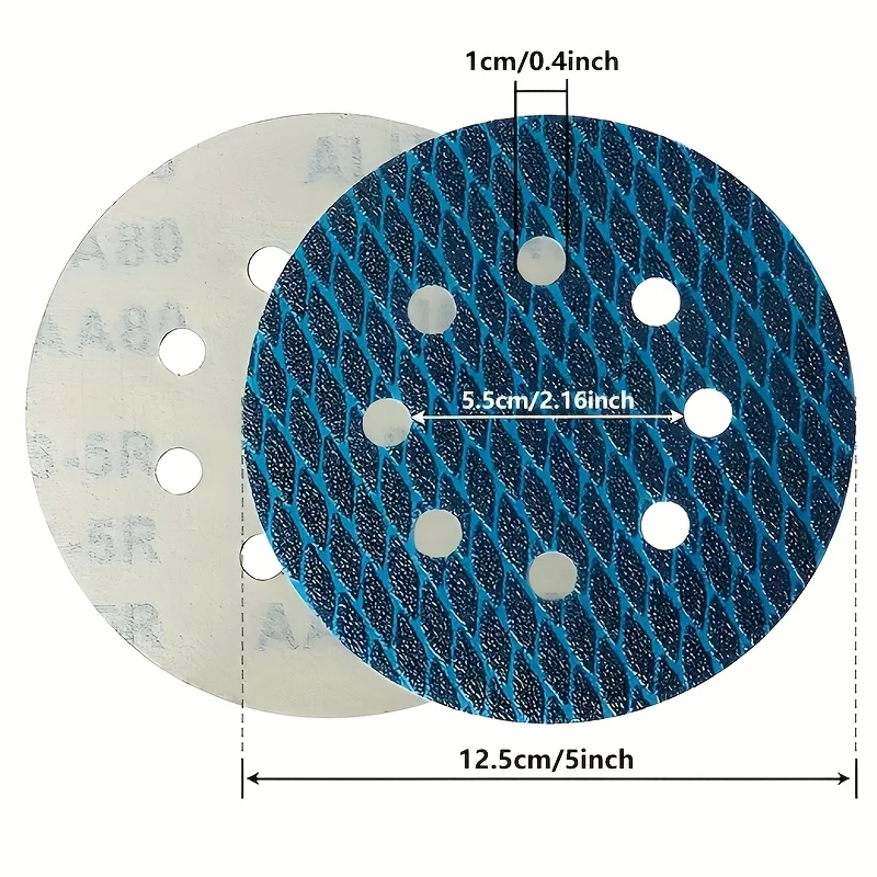 10 Pieces of 5-Inch 8-Hole Diamond-Shaped Sanding Discs with Adhesive Backing, Available in Grits 60-600, Suitable