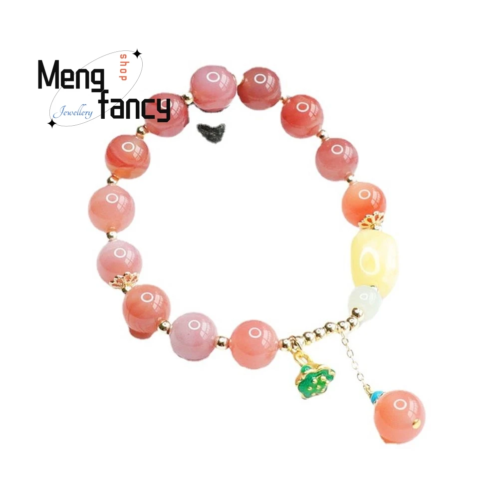 Natural Salt Source Agate Beeswax Lotus Flower String Bracelet Fashion Elegant High-grade Luxury Quality Jewelry Holiday Gifts