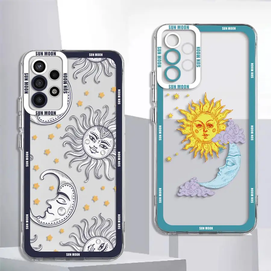 Sun Moon Stars Cover Case for Samsung Galaxy A35 A55A53 A54 A73 A34 A33 A25 A24 A13 A14 A15 Clear Soft Shell