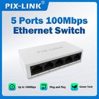 PIX-LINK SW05 Network Switches 5V Mini Ethernet 5 Port 10/100Mbps Fast Wired Network Expansion Solution For Home Office NO LEDS