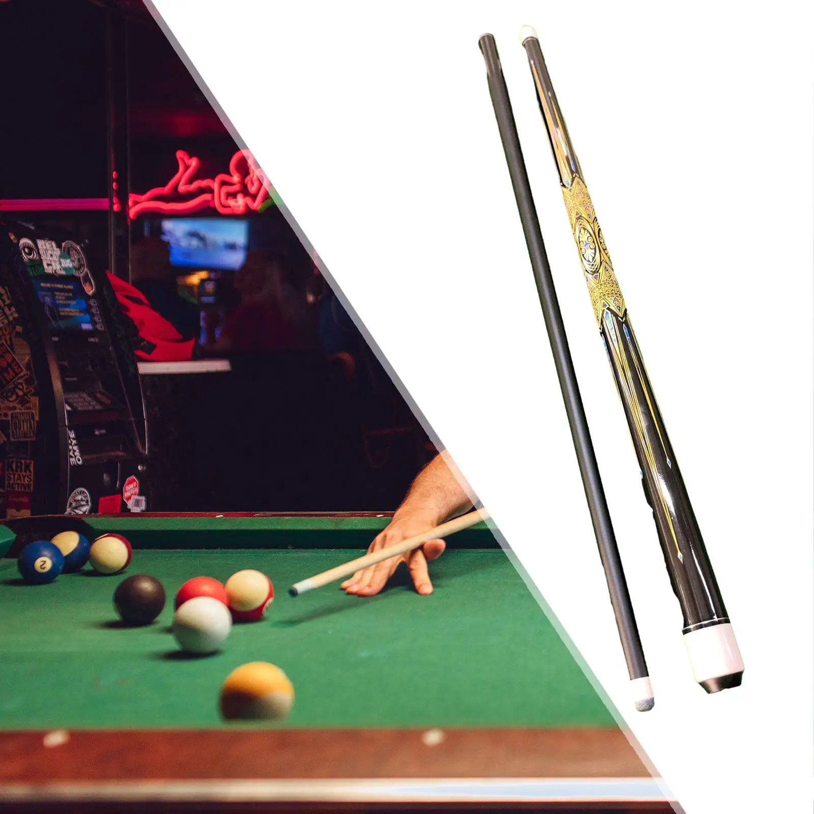 

57-дюймовый кий для профессионального бильярдного стола с наконечником 13 мм, легкий бильярдный стержень, разделенная конструкция 1/2 для начинающих