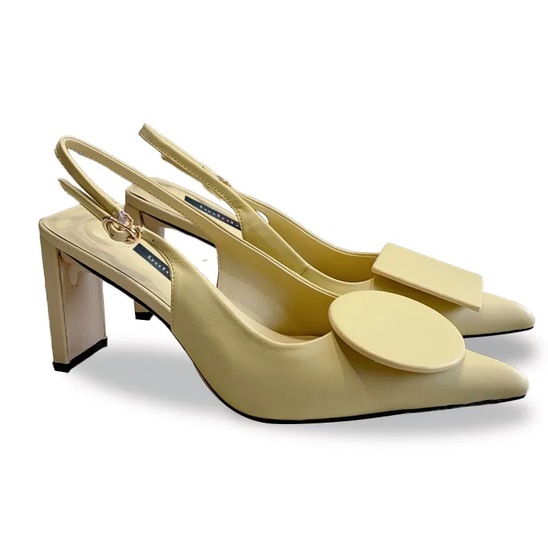 

High Quality High Heel Sandals Women Genuine Leather Geometric Patterns Pointed Toe Single Shoes Fashion Party Dress Shoes