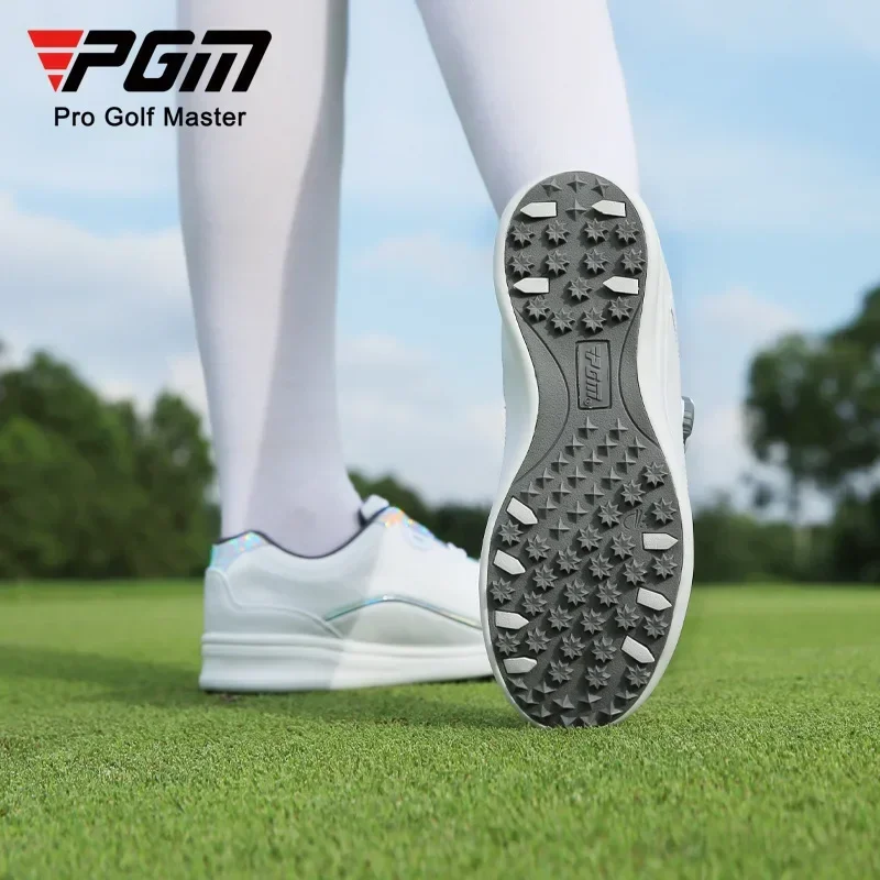Lightweight PGM Golf Shoes Women's Waterproof Shoes Microfiber Colorful Anti-slip Spin Buckle Sneakers New