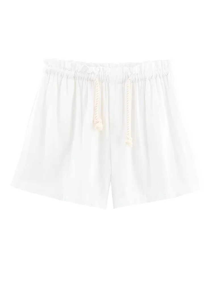 

2025ZA&JIA new women's clothing European and American style fashionable versatile linen blended casual shorts