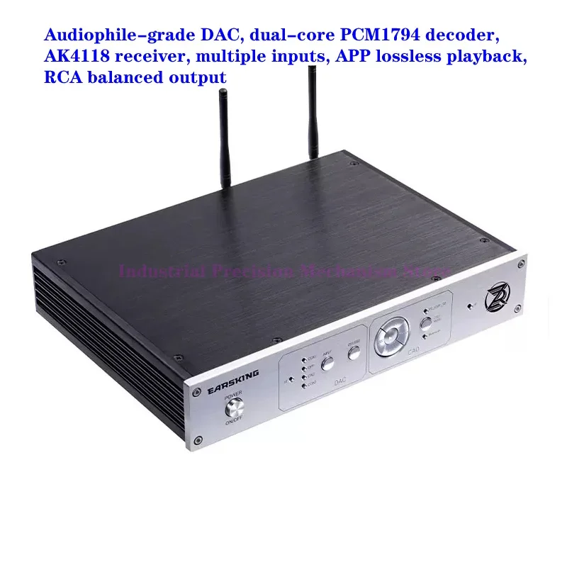 Audiophile-grade DAC, dual-core PCM1794 decoder, AK4118 receiver, multiple inputs, APP lossless playback, RCA balanced output