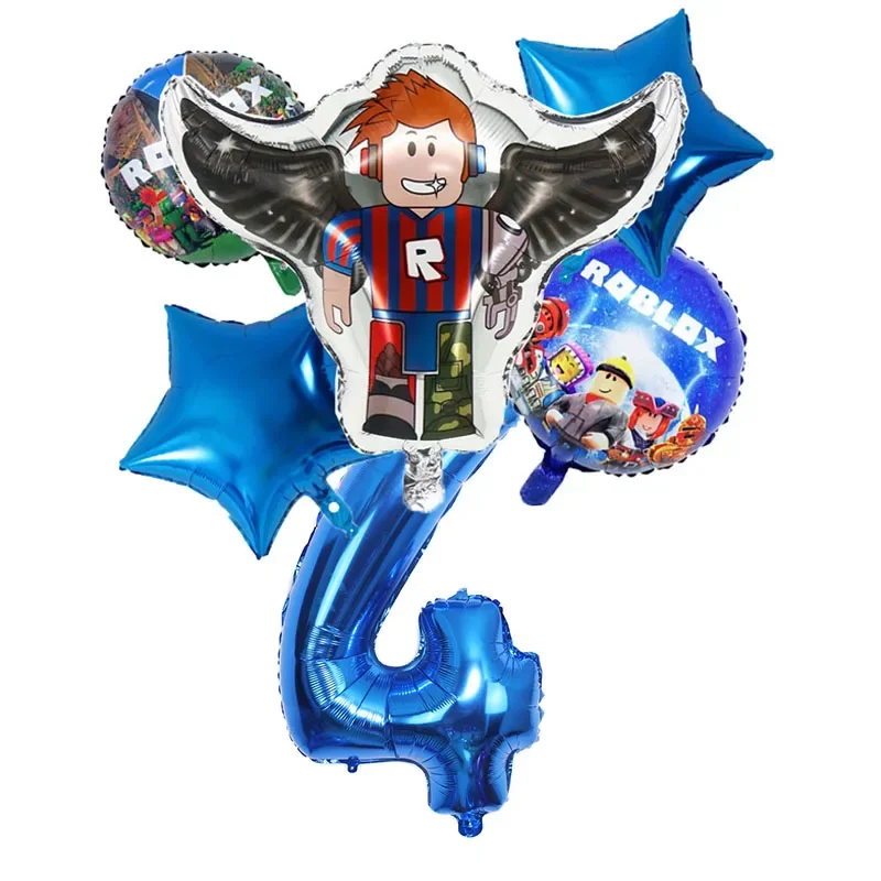 Roblox Balloon Set with Number Children\'s Birthday Party Decoration Supply Cartoon Character Aluminum Balloon Toys Kids Gifts