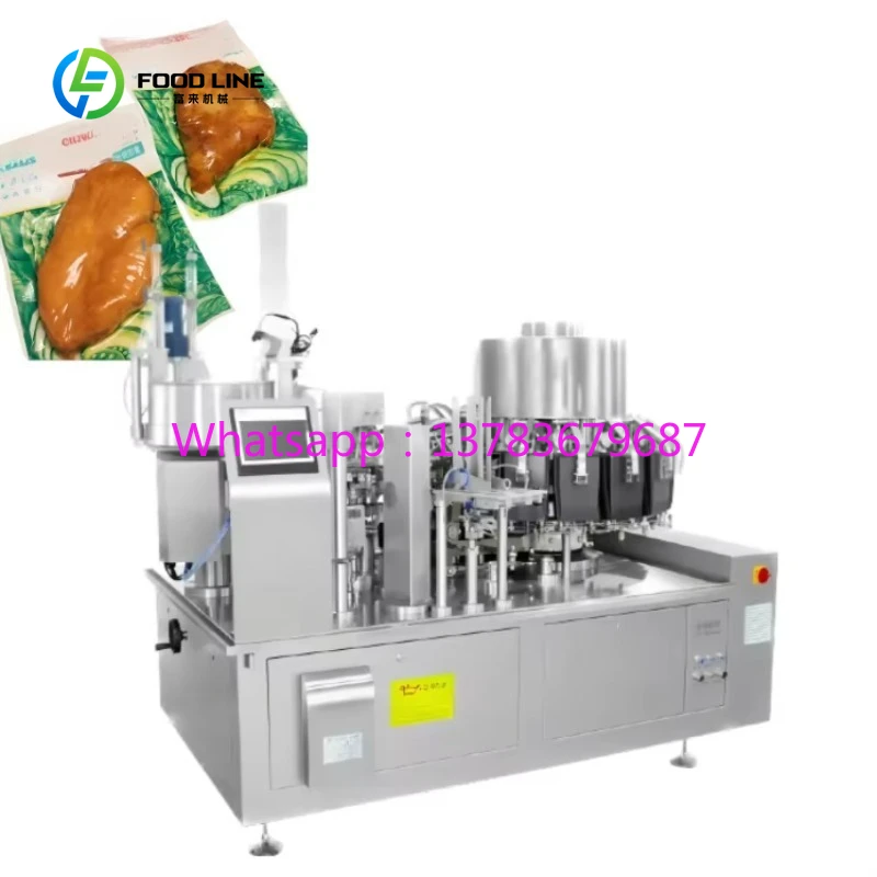 

Промышленная высокоскоростная роторная вакуумная упаковочная машина на заказ для мяса, готовых блюд, салатов и курицы