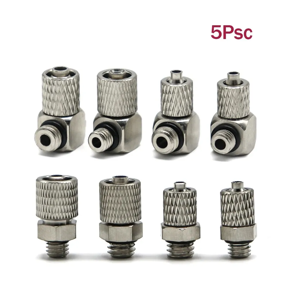 5Pcs Male Thread M3 M4 M5 M6 -Air Tube 3mm 4mm 6mm OD Mini Pneumatic Pipe Connector Screw Through Quick Fitting Fast Twist Joint