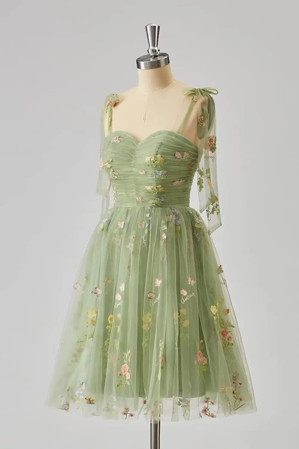 

Floral School Cocktail Dress Gown Short Flower Embroidery Tulle Homecoming Dresses for Teens A Line Formal Party Prom Gowns