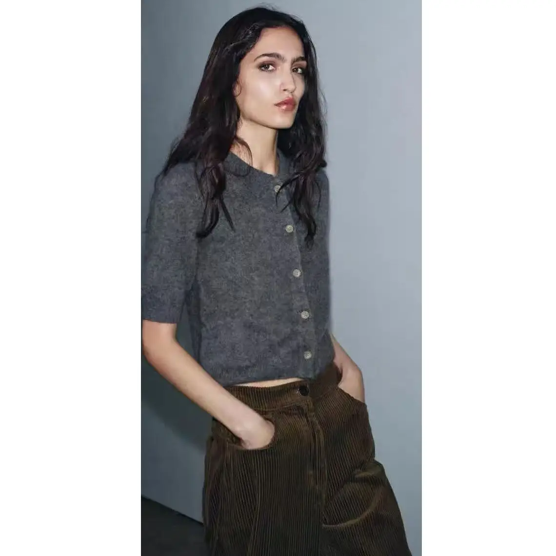 

Faionable ort Sve Ne Jaet Women's Street Sle Design Polyester Fiber Open Cardigan Autumn New Arrival