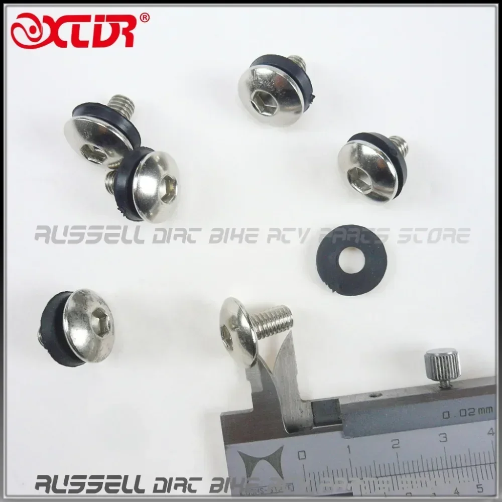 Motorcycle M6 6x11 6mm stainless steel Screw With Rubber gasket for Dirt Pit Bike plastic fender fairing Covers CRF70 CRF50 KLX
