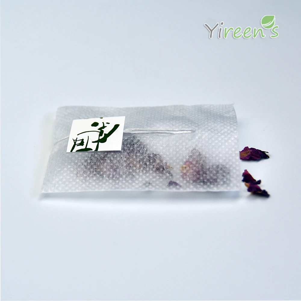 75 X 90mm 1000pcs Eco-friendly PLA Corn Fiber Triangle Teabag With Label Non-woven Fabric High Permeability Pouches