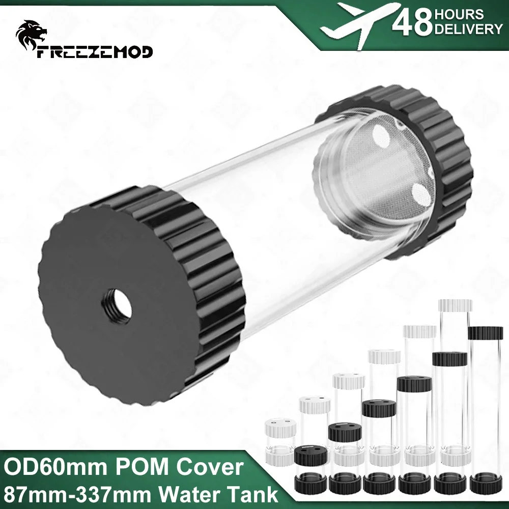 OD60mm Akrylowy Cylindryczny Zbiornik na Wodę FREEZEMOD Długość 87-337mm Przezroczysta Pokrywa POM G1/4" Wbudowany Filtr YSX-6PM