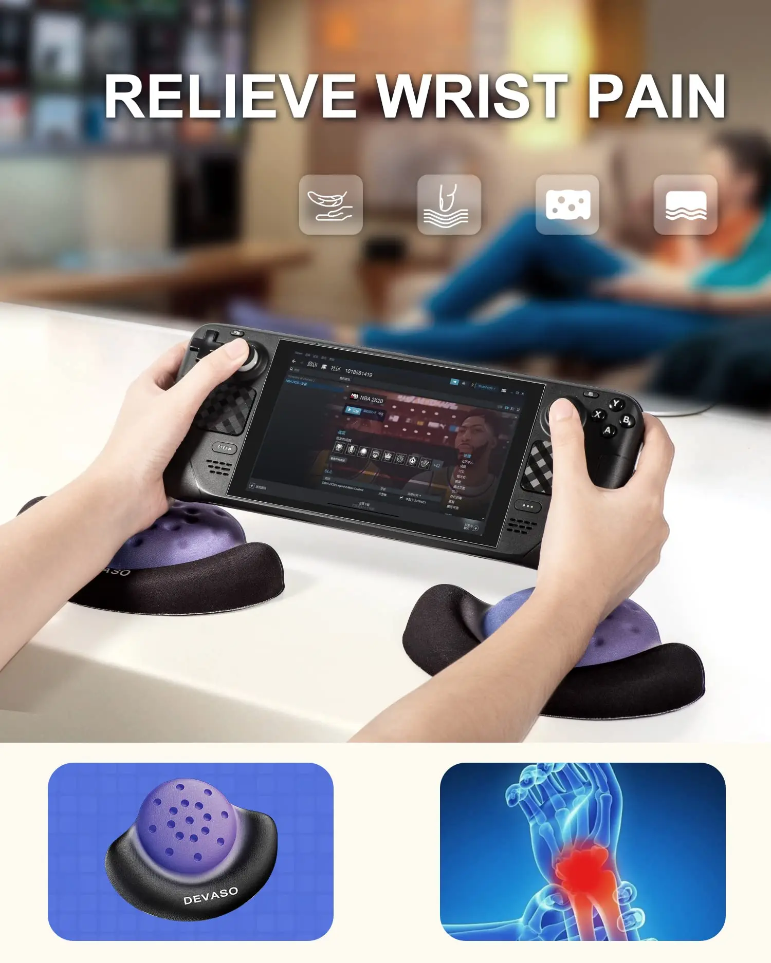 ไอน้ำ Deck Pad Rest Pad Gaming Pad ข้อมือสำหรับไอน้ำ Deck สวิทช์คอนโซลทนทานสบายปวด Relief อุปกรณ์เสริม