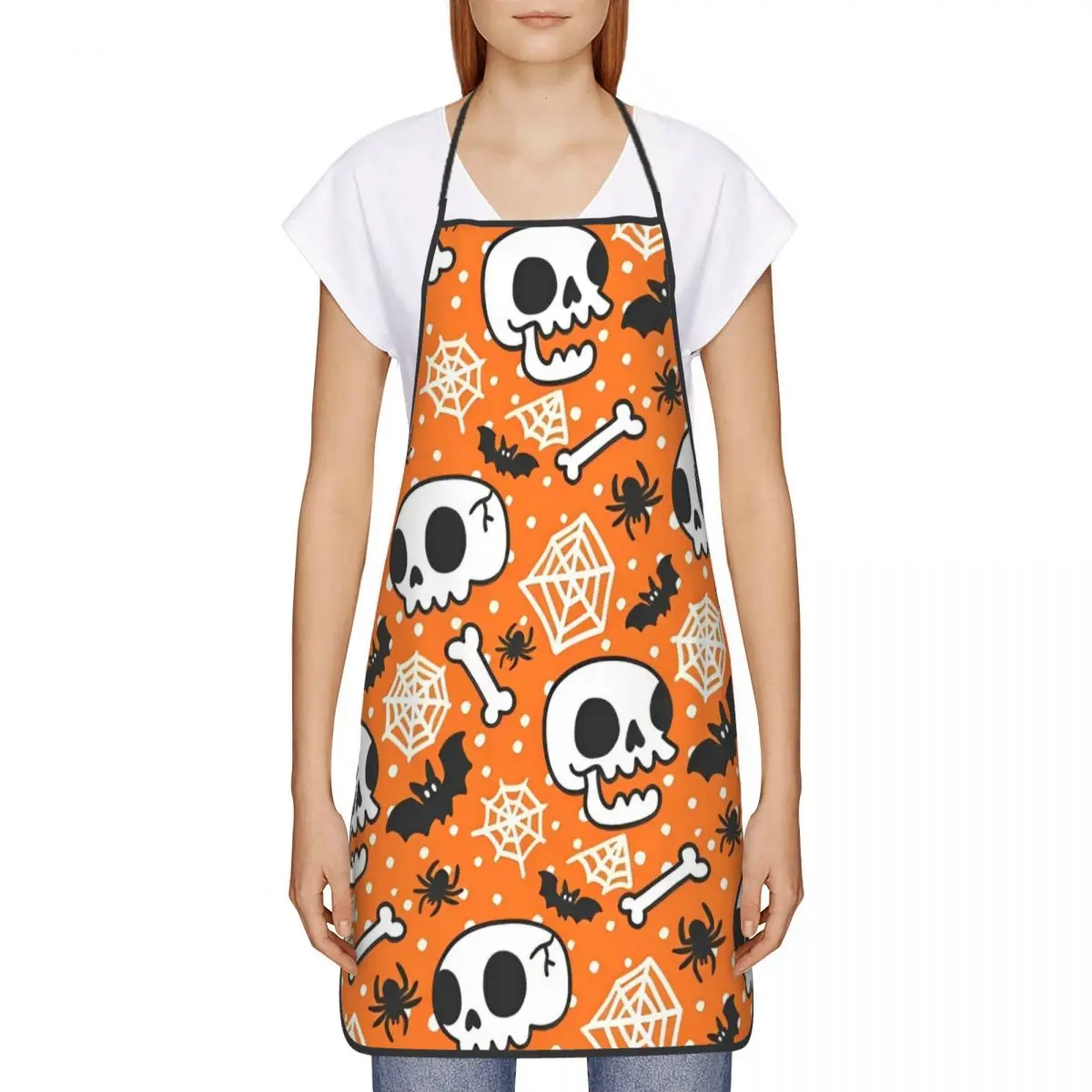 Halloween Pumpkins Ghosts Apron Household Cleaning Painting Trick or Treat Kawaii Bibs Cafe Waterproof Tablier for Men Women