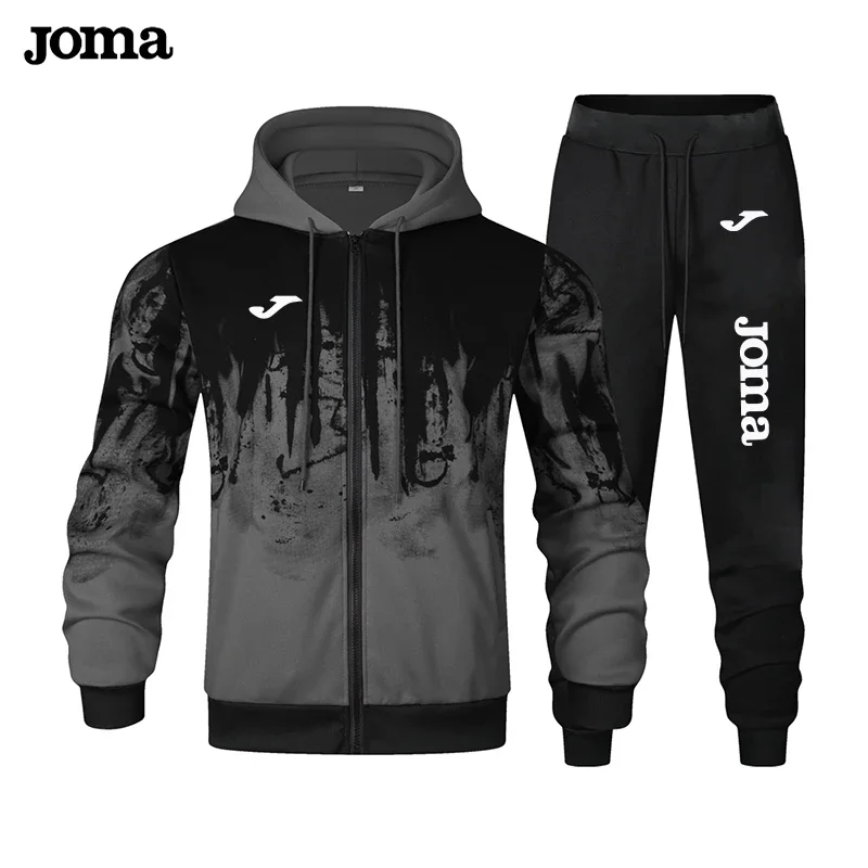 

JOMA Spring-Autumn Men's Sets- Fashion Printed Pattern Casual Sports Hooded Sweatshirt for Street Daily Men's Clothing