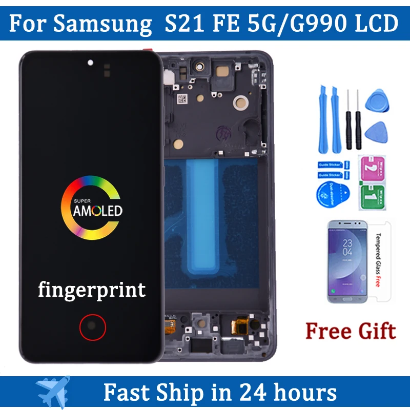 

OLED For Samsung S21 FE 5G LCD Display with touch screen Ditigitizer G990 G990B G990U G990B/DS G990E With frame