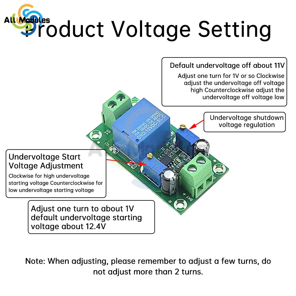 12V Battery Undervoltage Controller Battery Anti-Low Voltage Protection Plate Auto Load Voltage Recovery Disconnect Connection