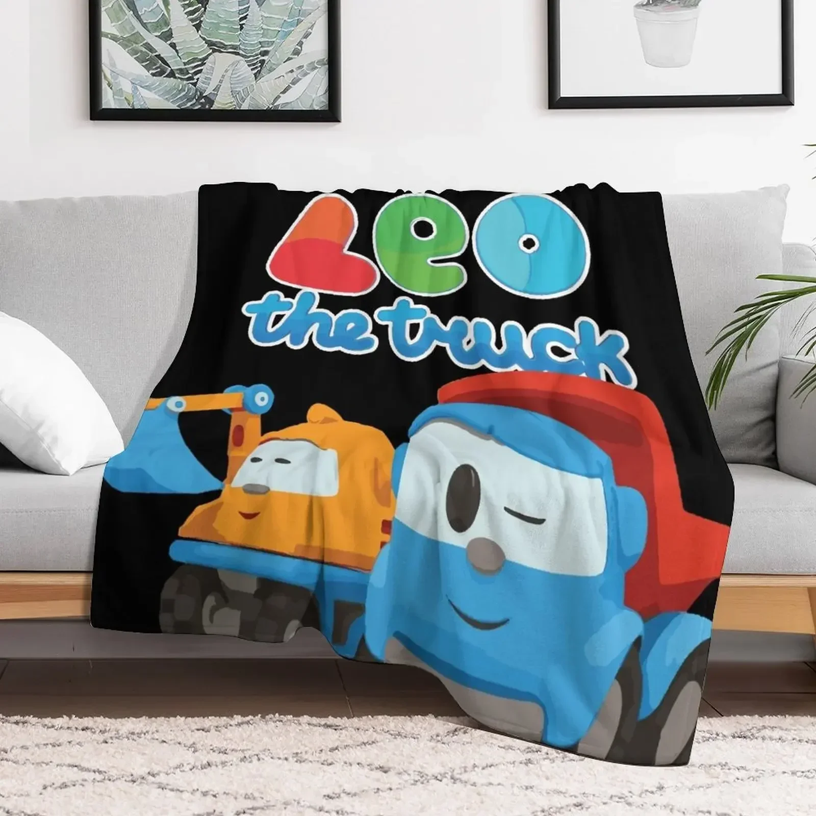 

LEO the truck and friend SCOOP the excavator Throw Blanket Stuffeds Quilt Blankets