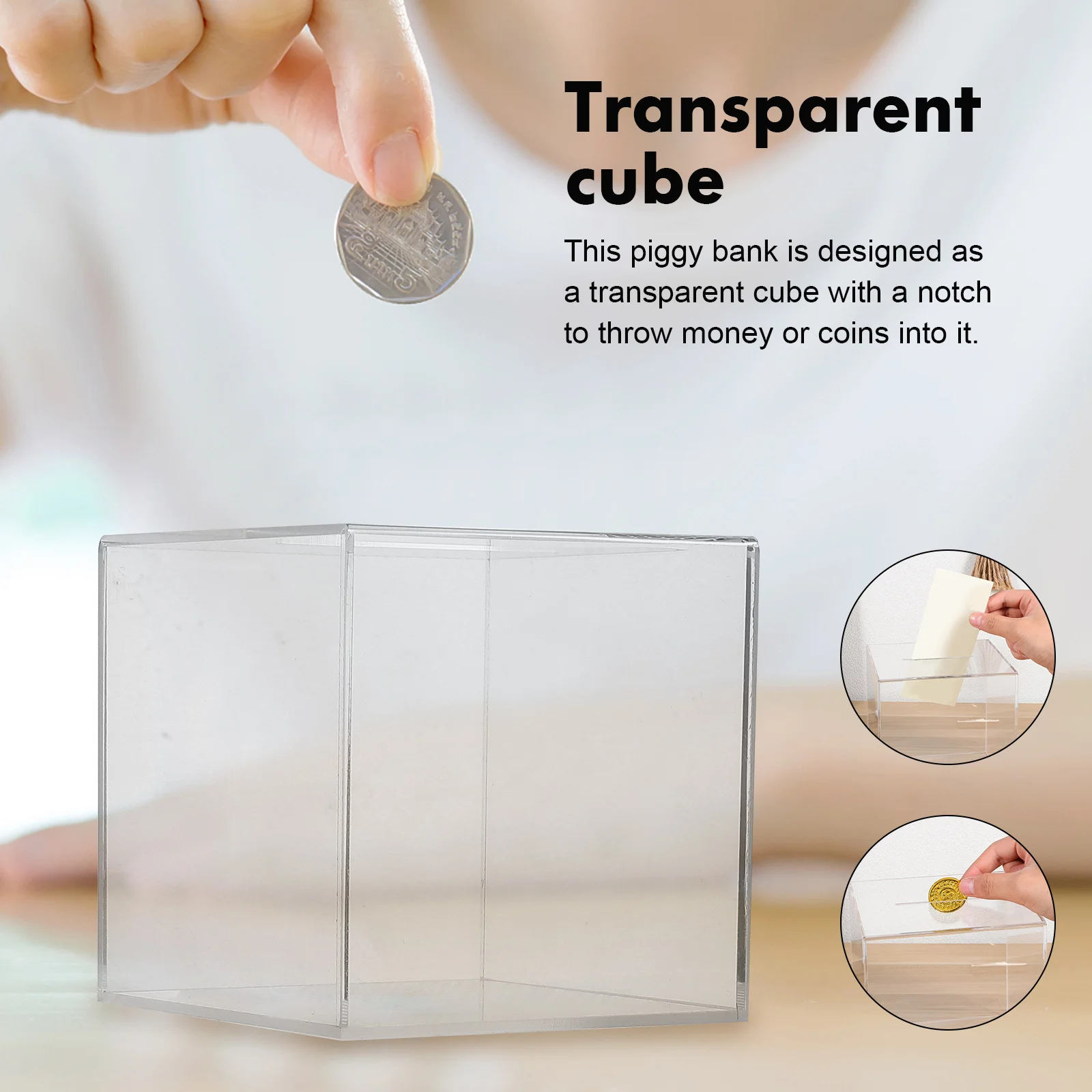 

2Pcs Clear Acrylic Piggy Banks Unopenable Money Storage Box Transparent for Kids and Adults Saving Pots