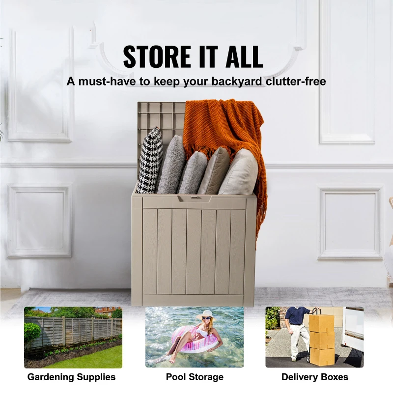 Outdoor Storage Box Resin Deck Box 31 Gallon Patio Waterproof Organizer view 8