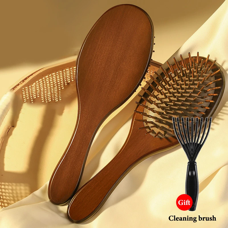 1pcs Sandalwood Hand Carved Air Cushion Comb With Wood Teeth Scalp Massage Brush Hair Styling Tool
