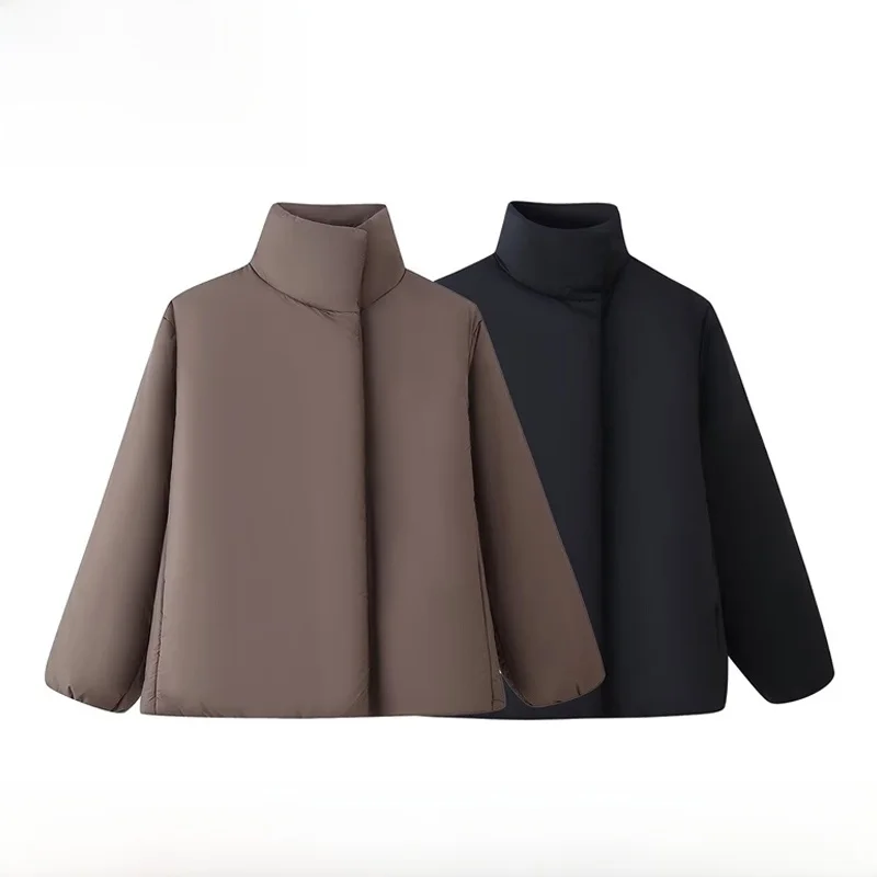 

Новая женская модная хлопковая куртка EVEA на осень-зиму с воротником-стойкой на пуговицах, длинными рукавами и застежкой-молнией, однотонная, для повседневной носки