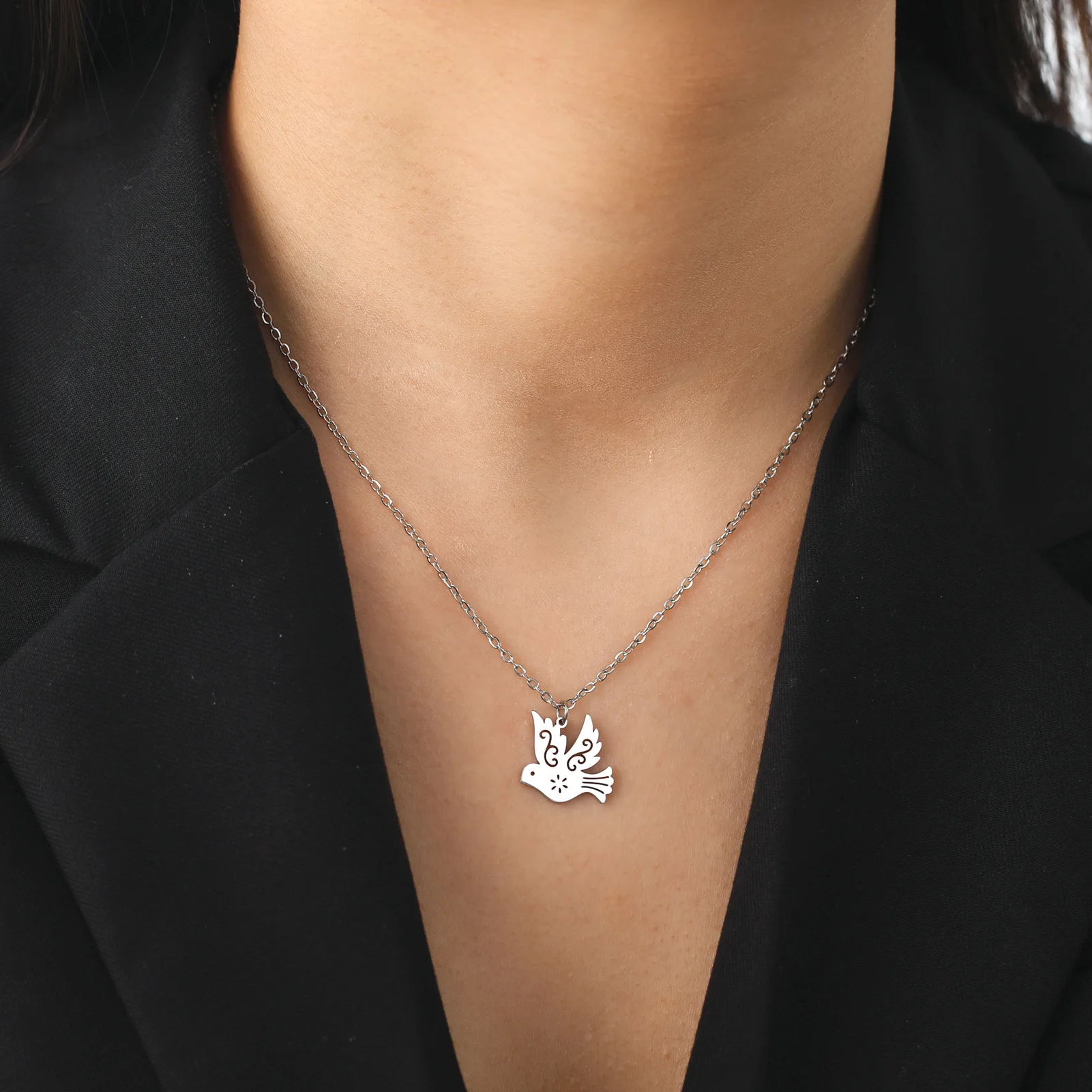 الفولاذ المقاوم للصدأ لطيف الطيور قلادة قلادة مجوهرات رائعة هدية للنساء #4