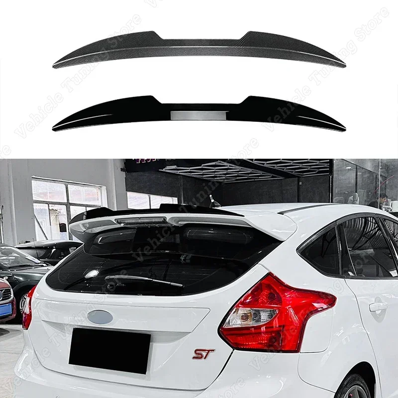 Car Rear Trunk Roof Lip Spoiler Wings ABS Body Kits Tuning For Ford Focus MK3 ST-Line ST 2011-2017 Gloss Black Style Accessories