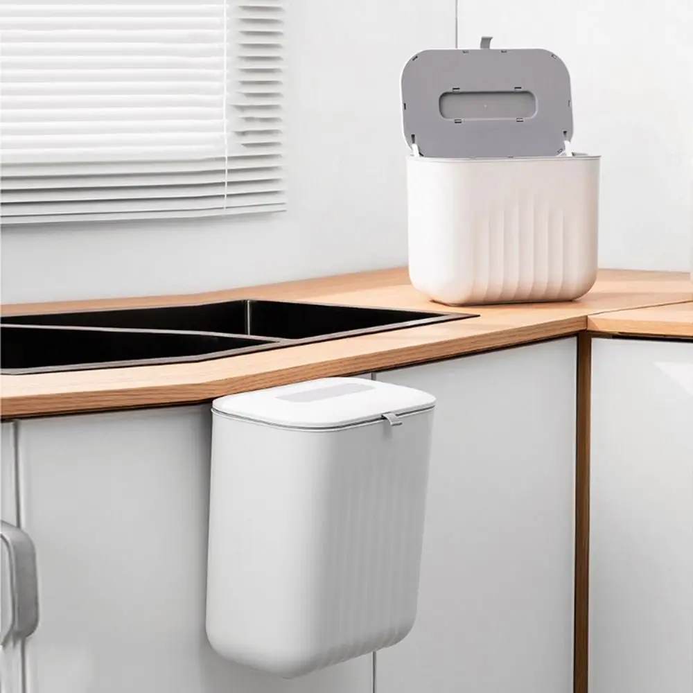 

7/11L Wall-Mounted Trash Bin with Lid PP Wall Hanging Rubbish Bin Space Saving Durable Bathroom Trash Can Waste Basket