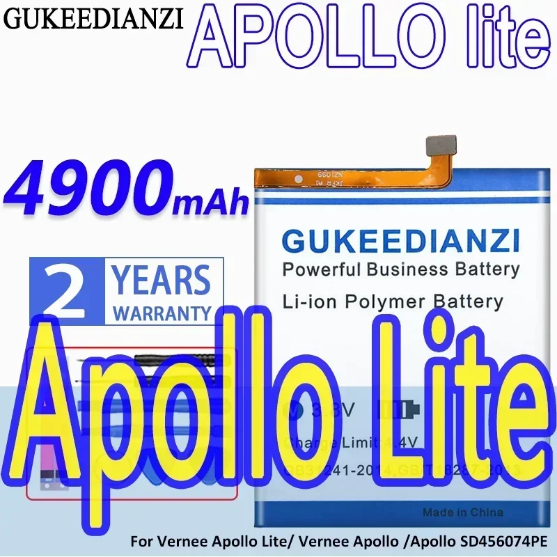 High Capacity GUKEEDIANZI Battery 4900mAh For Vernee Apollo Lite SD456074PE Mobile Phone Batteries