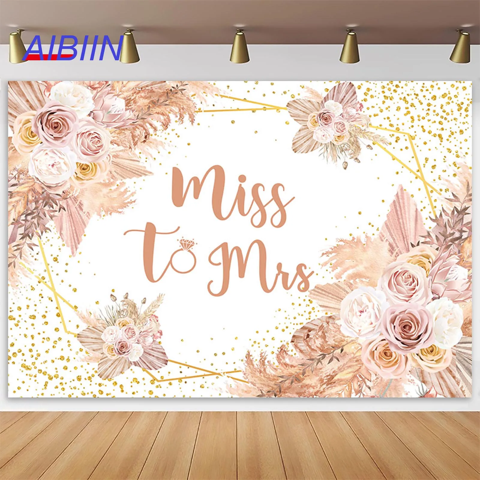 

AIBIIN Miss to Mrs Bridal Shower Backdrop Boho Wedding Engagement Bride to Be Background Party Decor Photo Booth Studio Props