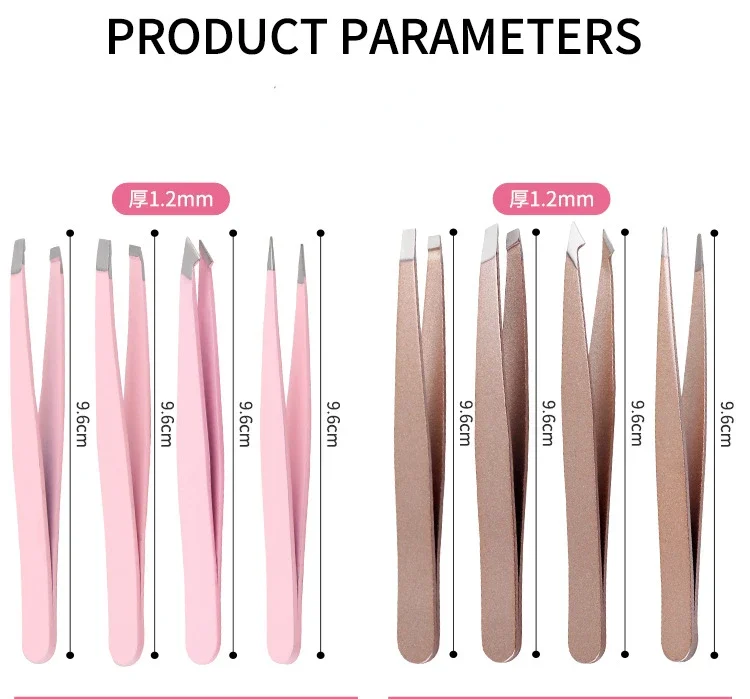 4 unids/set pinzas profesionales para cejas, pinzas para depilación de cejas, juegos de maquillaje, pinzas para extensión de pestañas, Clip de extensión