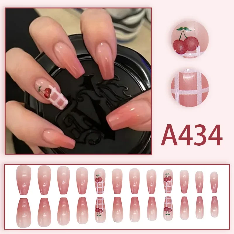 24 stks/set Effen Kleurverloop Verwijderbare Press-On Nail Franse Acryl Dragen Kunstnagels Volledige Dekking Kunstmatige Nep Nagels Tips