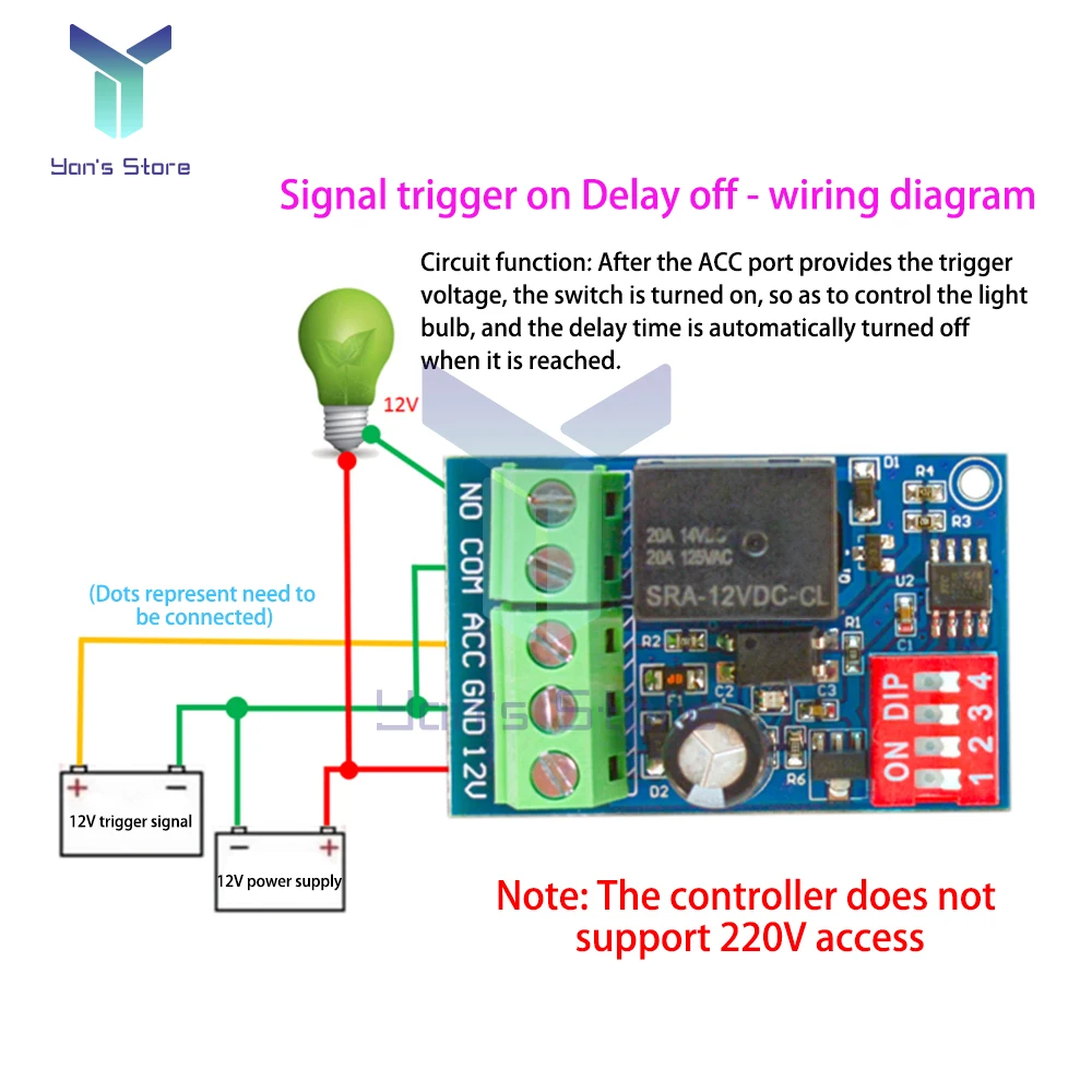 DC 12V Time Delay Relay Module Car Power On/off Delay Relay Switch For Car Modification Lighting Door And Window Delayed Lifting