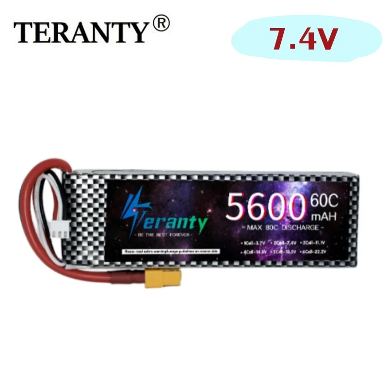 

Аккумулятор TERANTY 2S 7,4 В, 5600 мАч, 60C для радиоуправляемых автомобилей, внедорожников, гоночных машин, полноприводных автомобилей, вертолетов и лодок