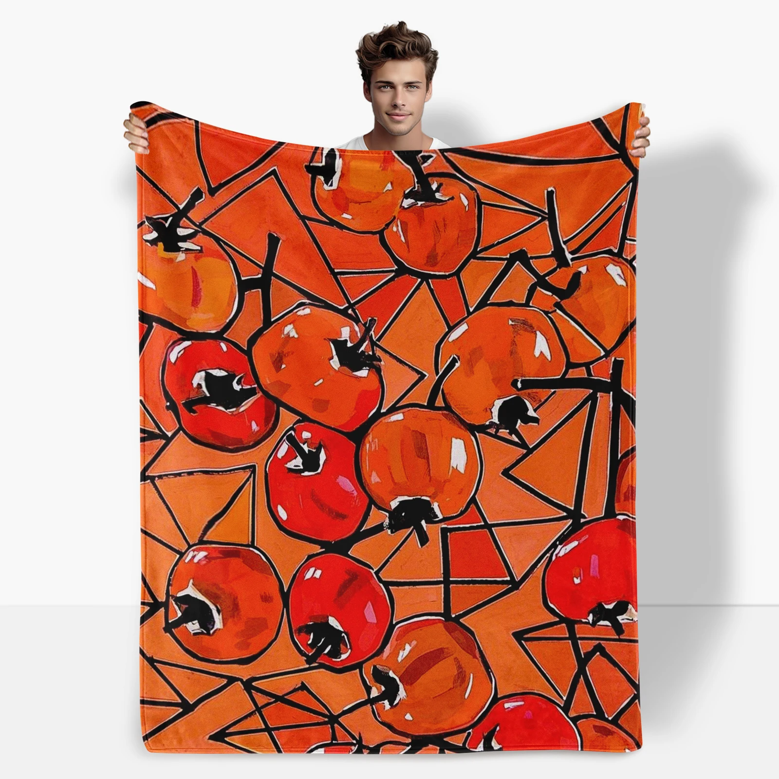 Geometric Persimmon Theme Blanket, Adds Warmth And Unique Color To Any Room As A Thoughtful Present