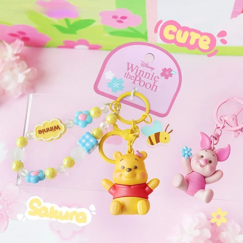 Colgante de la serie de cuentas de Winnie The Pooh, llavero Kawaii para regalo, accesorios para mochilas escolares, adorno colgante, regalos para niños