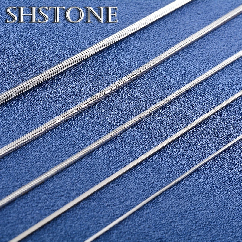 SHSTONE Women Men 1mm 2mm 3mm Round Snake Chain Long Necklace Choker on the Neck Collar DIY Jewelry Accessories Gift