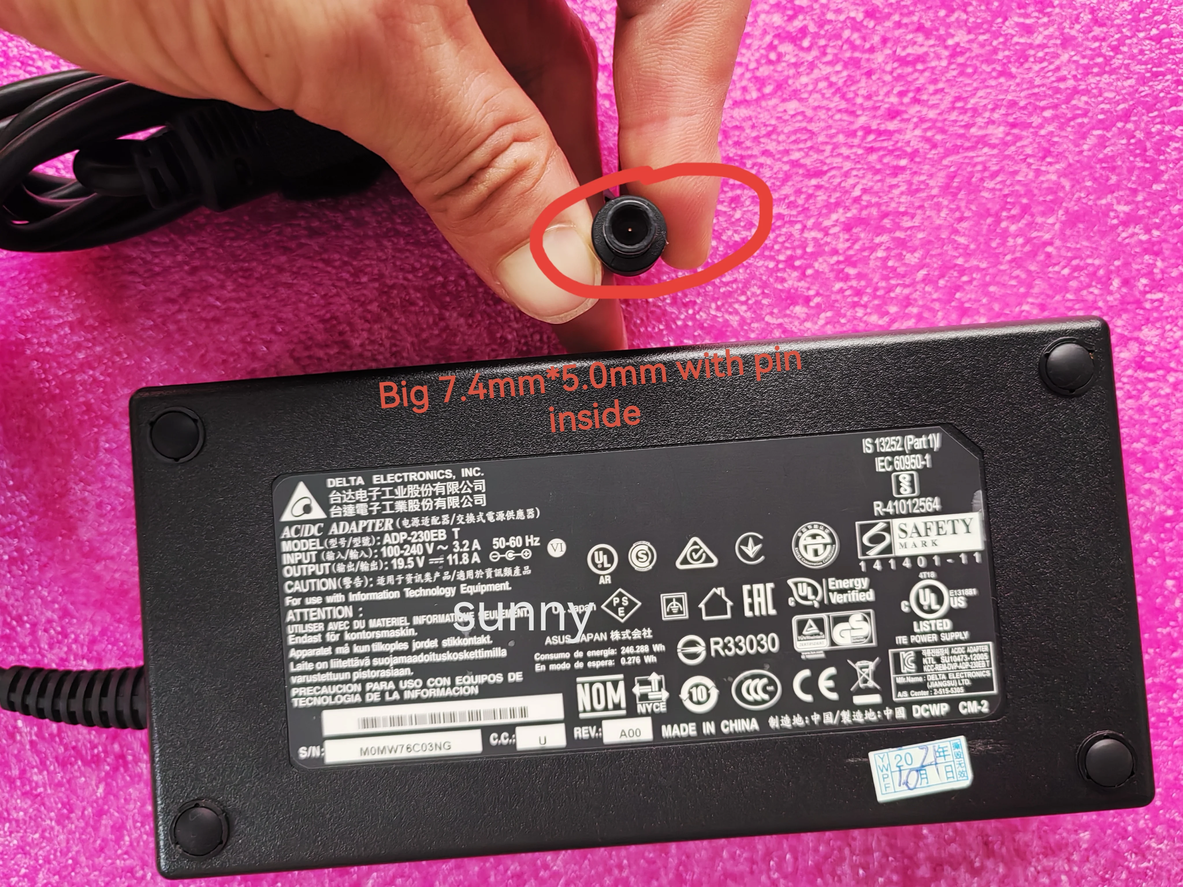 OEM Delta 19.5V 11.8A ADP-230EB T 7.4mm 230W AC Adapter KC KTL SU10473-12005 For MSI GE72MVR 7RG(Apache Pro)-058US Gaming Laptop